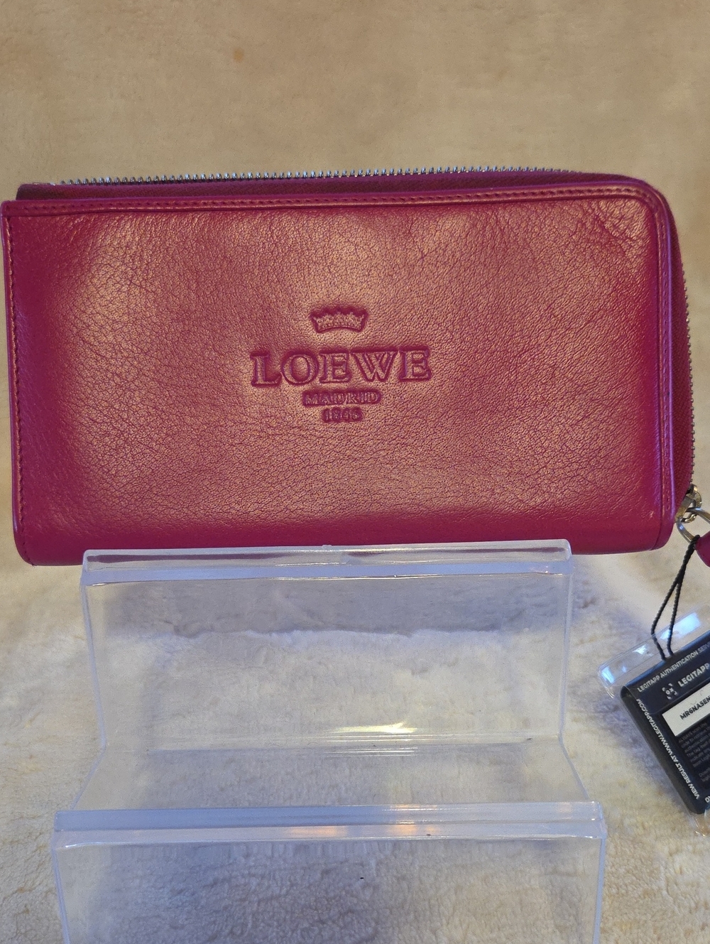 Loewe Zip-Around Leather Wallet in Fuchsia